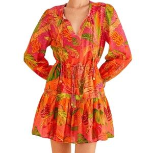 Farm Rio Orange Ombre Forest Mini Dress